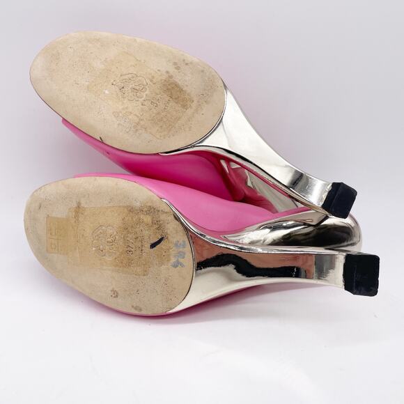 Alexander McQueen Arc Calfskin Wedge Mules Sandals Pink Leather EU 37.5 US 7.5 - Picture 6 of 14